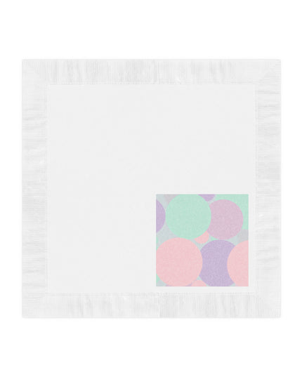 Pastel Peach and Soft Green Patches White Coined Napkins, 6.5" x 6.5"