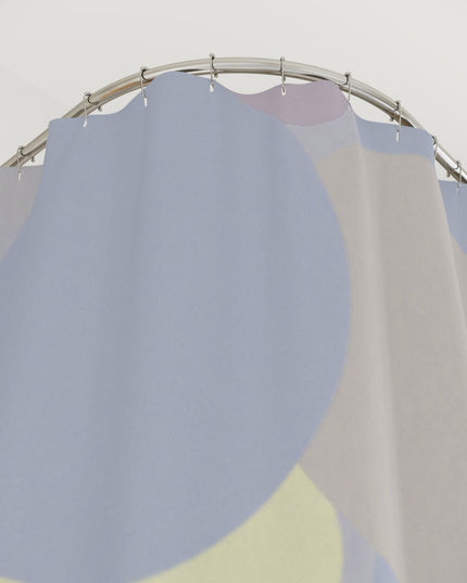 Pastel Soft Blue and Soft White Patches Shower Curtains, 71" x 74"