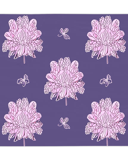 Magenta Floral Butterflies Tablecloth, 55" x 55"