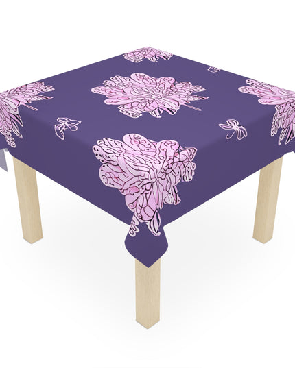 Magenta Floral Butterflies Tablecloth, 55" x 55"