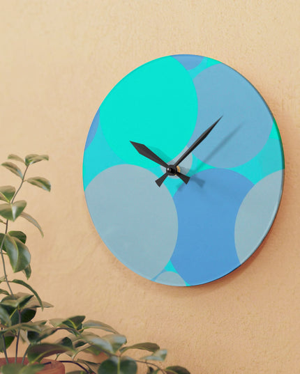 Pastel Tan and Tif Patches Acrylic Wall Clock, Round or Square, 10.75" x 10.75"