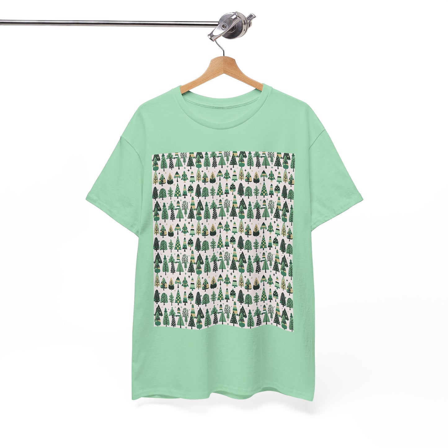 Mini Vintage Green Trees Unisex Heavy Cotton Tee, Small