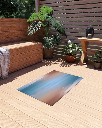 Blue Sea Peach Fog Outdoor Rug, 24" x 36"
