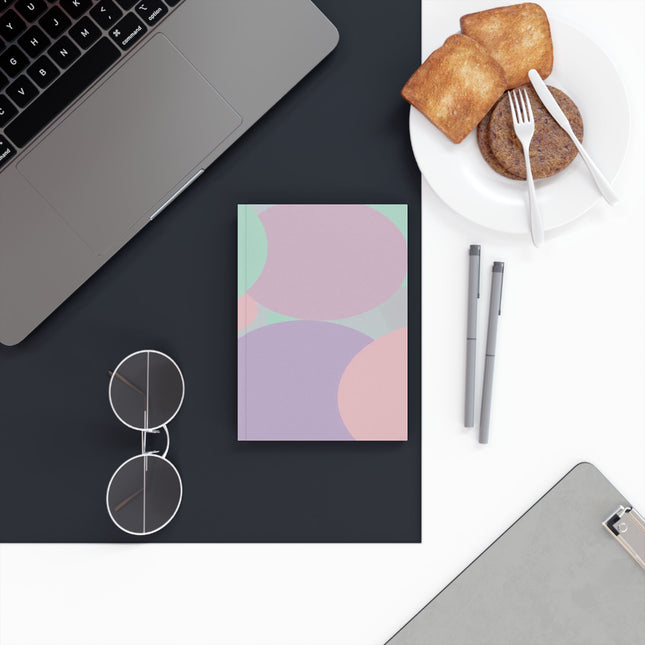 Pastel Peach and Soft Green Patches 5.2" x 7.4" Hard Backed Journal with 128 blank pages