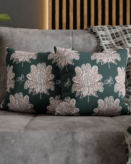 Soft White Floral Butterflies Spun Polyester Square Pillowcase, 14" x 14"