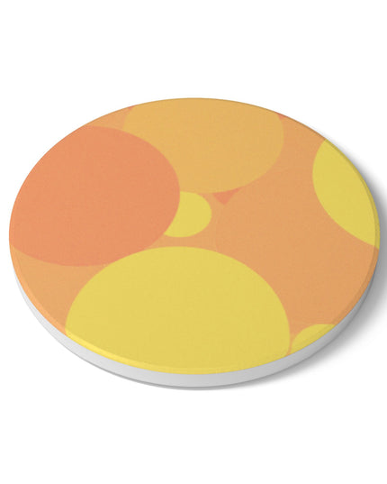 Pastel Bright Oranges Patches 4" x 4" Round Ceramic Coaster
