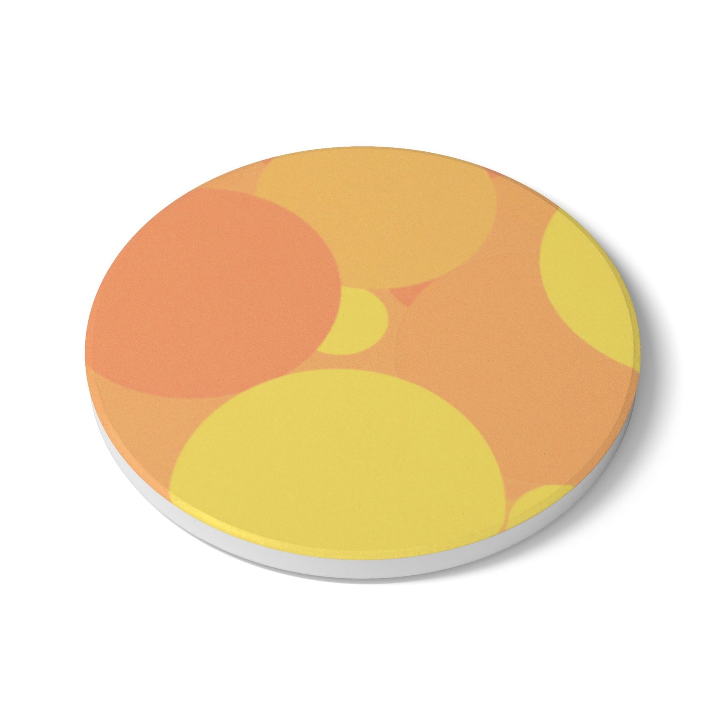 Pastel Bright Oranges Patches 4" x 4" Round Ceramic Coaster