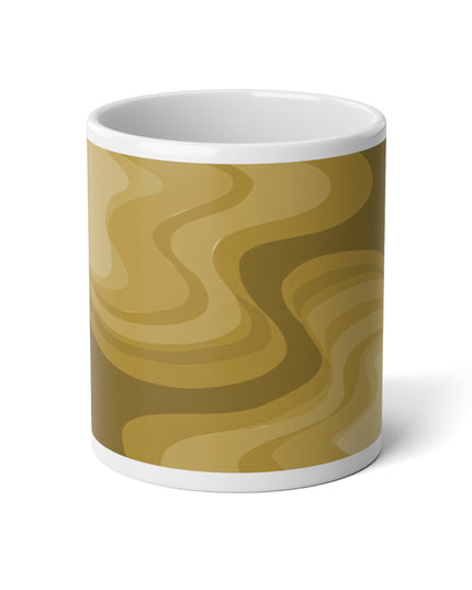 Brown Wavey 20 oz White Glossy Jumbo Mug