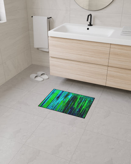 Striped Blue Green 18" x 24" Heavy Duty Floor Mat