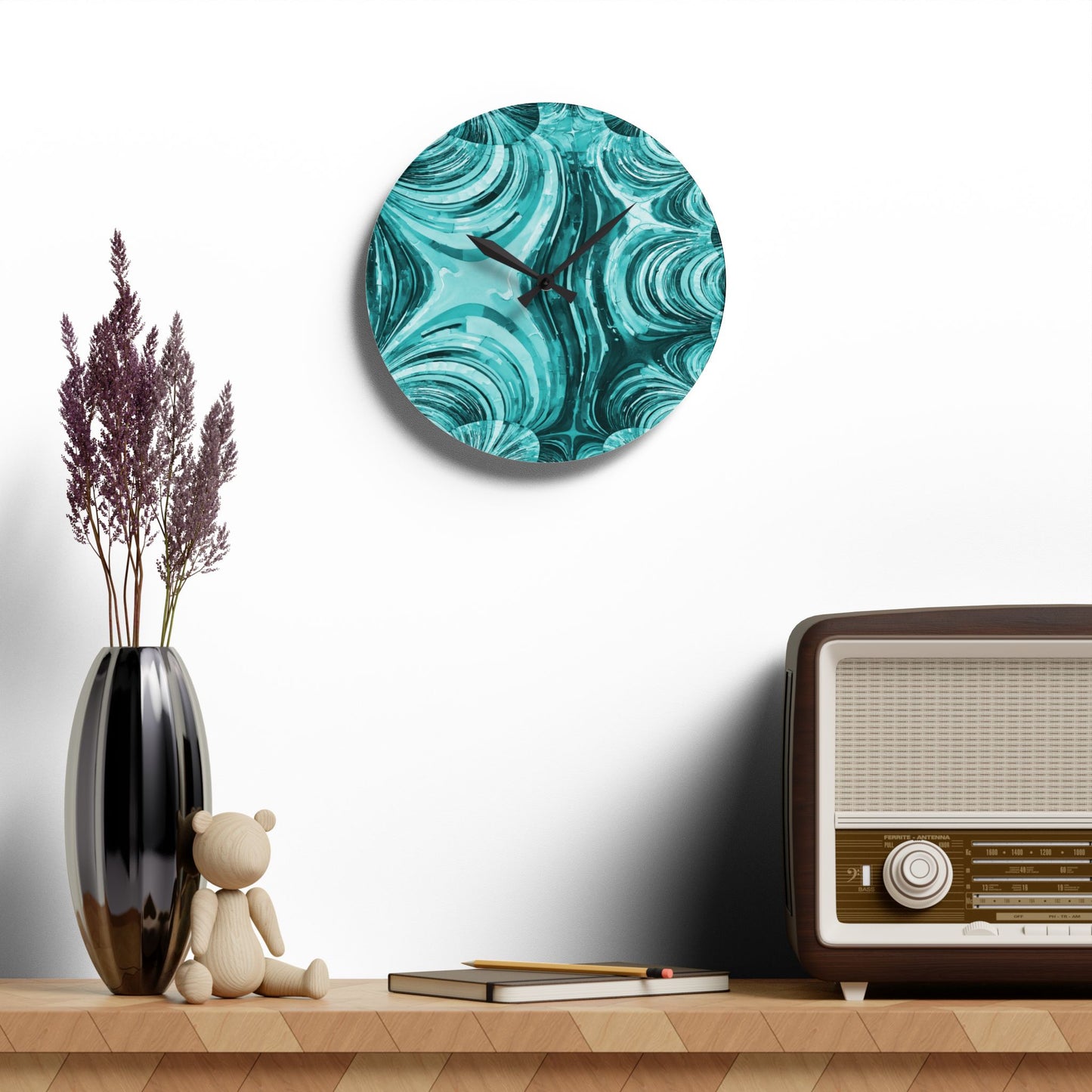 Uzi Spiral Tif Acrylic Wall Clock, Round or Square, 10.75" x 10.75"