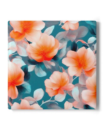 Orange Blossom Floral Bunch Square Ceramic Coaster, 4" x 4"