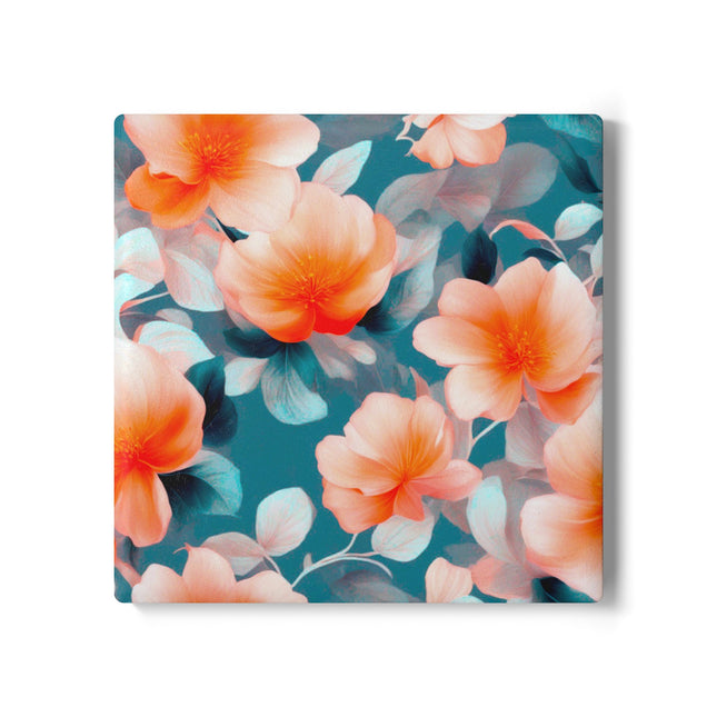 Orange Blossom Floral Bunch Square Ceramic Coaster, 4" x 4"