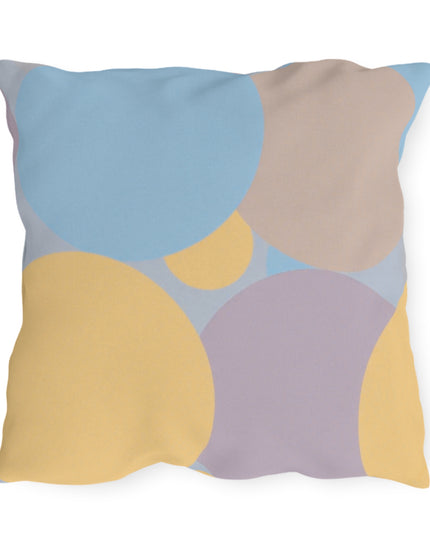 Pastel Baby Blue and Peach Patches 20" x 20" Outdoor Pillows