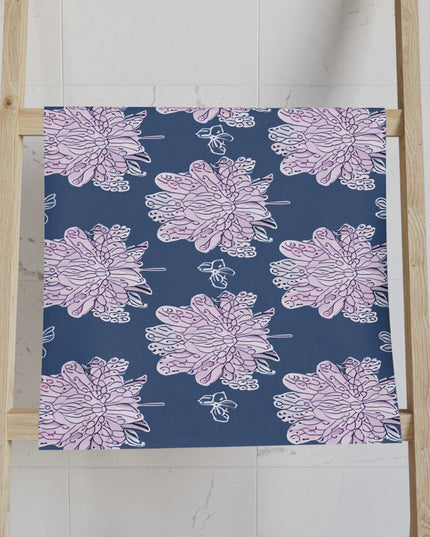 Purple White Floral Butterflies Hand Towel, 16" x 28"