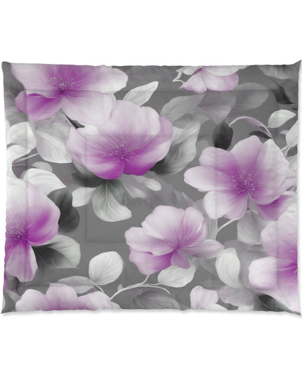 Purple Blossom Floral Bunch Comforter, 104" × 88"