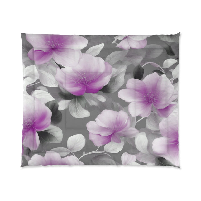 Purple Blossom Floral Bunch Comforter, 104" × 88"