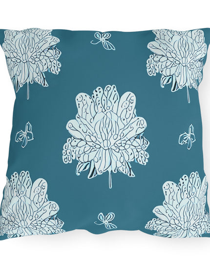 Tif Green White Floral Butterflies 20" x 20" Outdoor Pillows