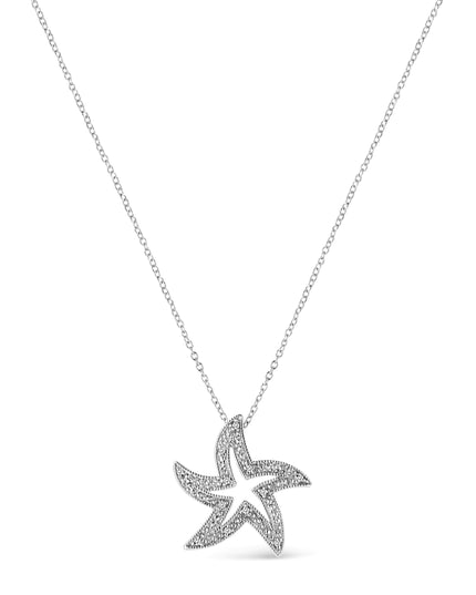 .925 Sterling Silver Prong-Set Diamond Accent Starfish 18" Pendant Necklace (I-J Color, I1-I2 Clarity)