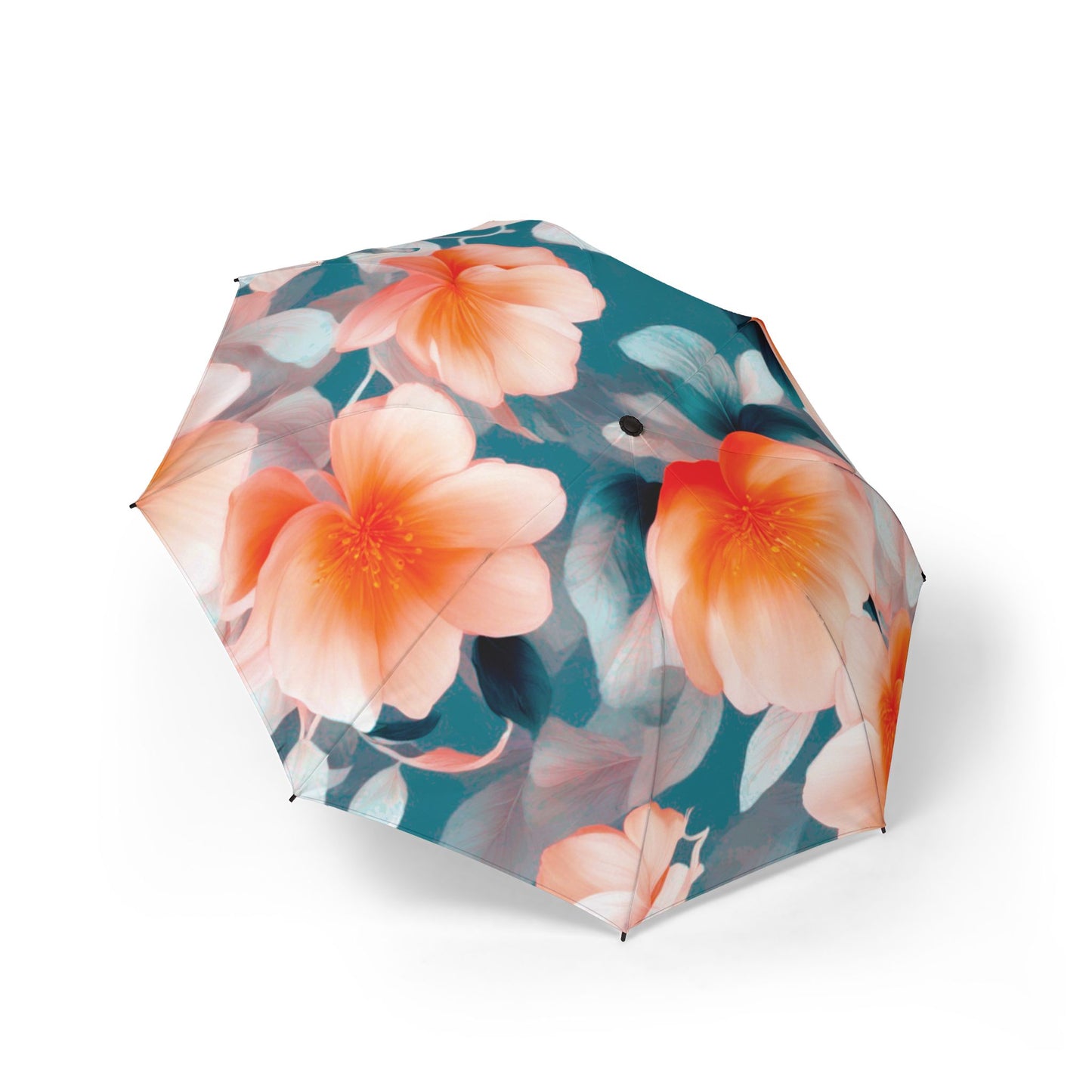 Orange Blossom Floral Bunch Foldable Umbrella - Compact & Chic