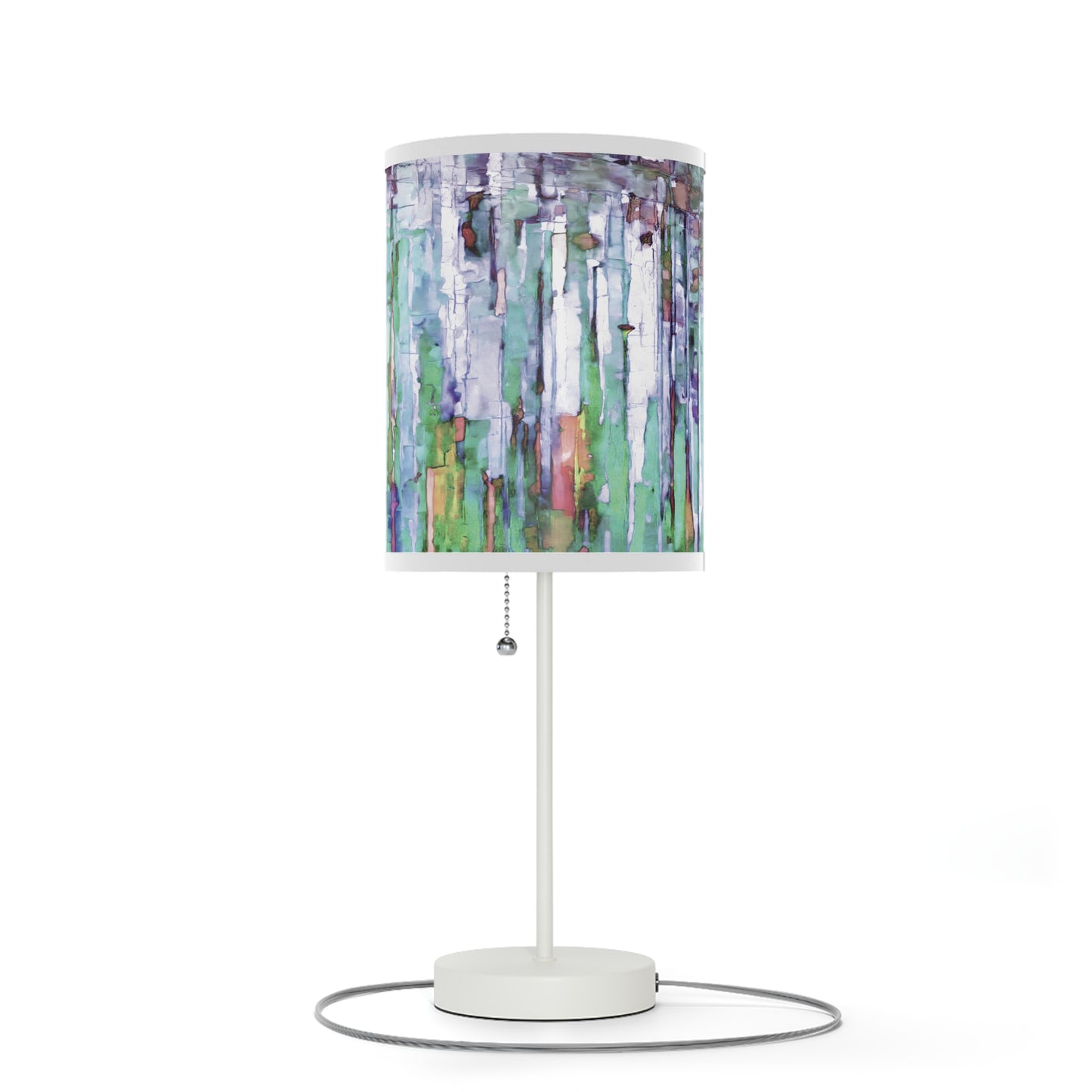 Striped Pastels Table Lamp on a White or Silver Stand, US|CA plug