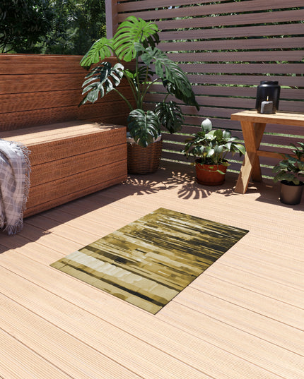 Striped Light Brown Outdoor Rug, 24" x 36"