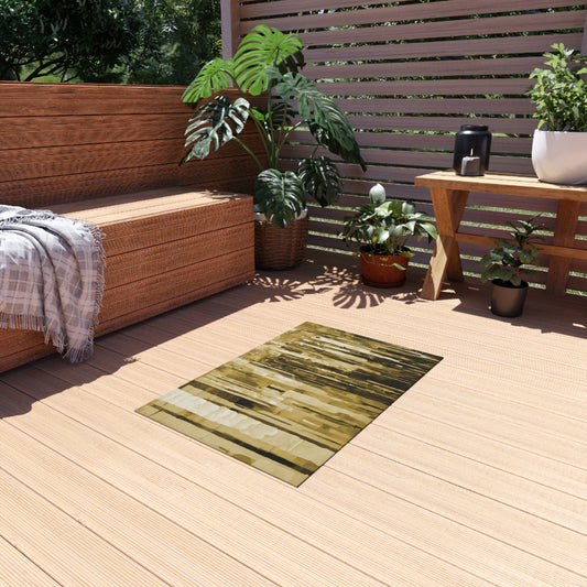Striped Light Brown Outdoor Rug, 24" x 36"