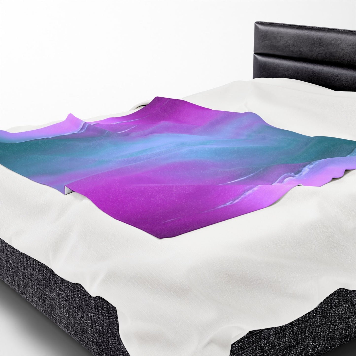 Dark Blue Green Sea Purple Fog Velveteen Plush Blanket, 50" x 60"
