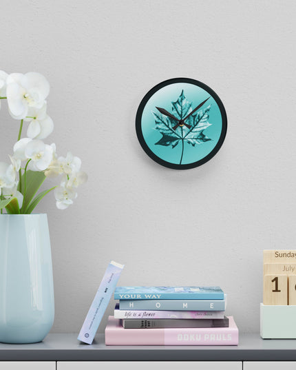 Tif Green Maple Leaf Acrylic Round Wall Clock, 8" x 8"