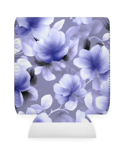 Indigo Blossom Floral Bunch 12 oz Can Cooler Sleeve
