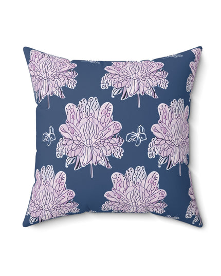 Purple White Floral Butterflies 18" x 18" Faux Suede Square Pillow