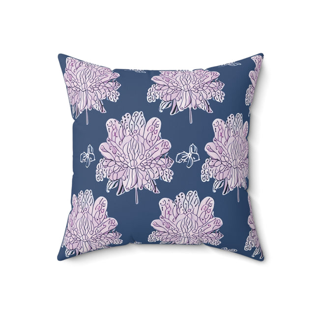 Purple White Floral Butterflies 18" x 18" Faux Suede Square Pillow