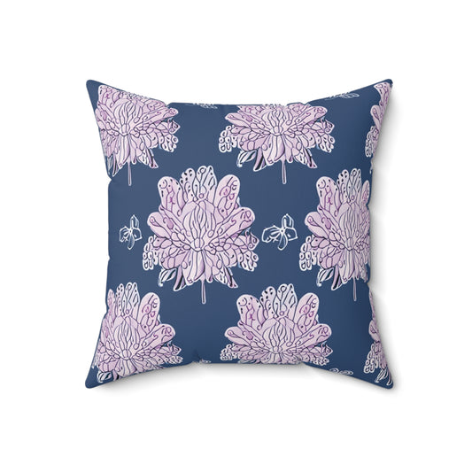 Purple White Floral Butterflies 18" x 18" Faux Suede Square Pillow