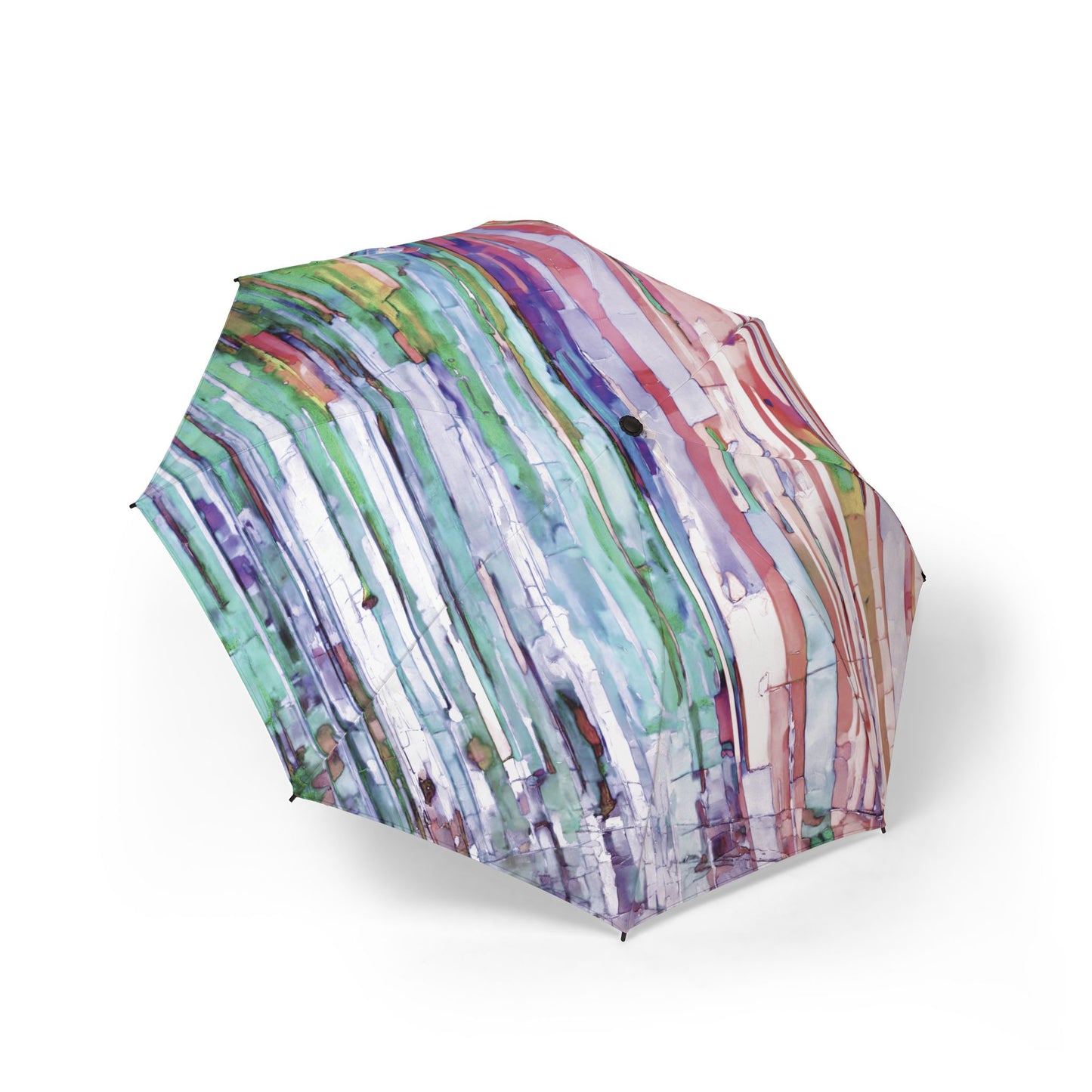 Striped Pastels Foldable Umbrella - Compact & Chic
