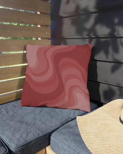 Power Red Wavey 16" x 16" Outdoor Pillow