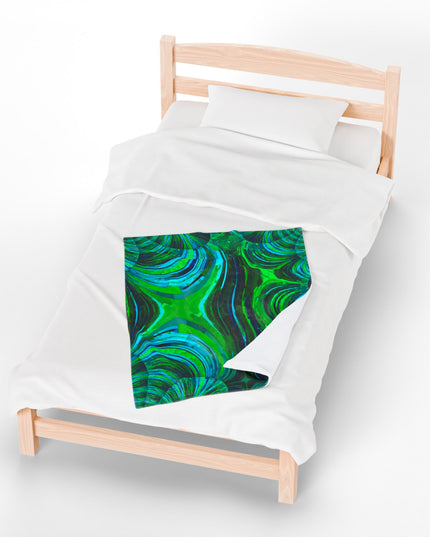 Uzi Spiral Blue Green Velveteen Plush Blanket, 30" x 40"