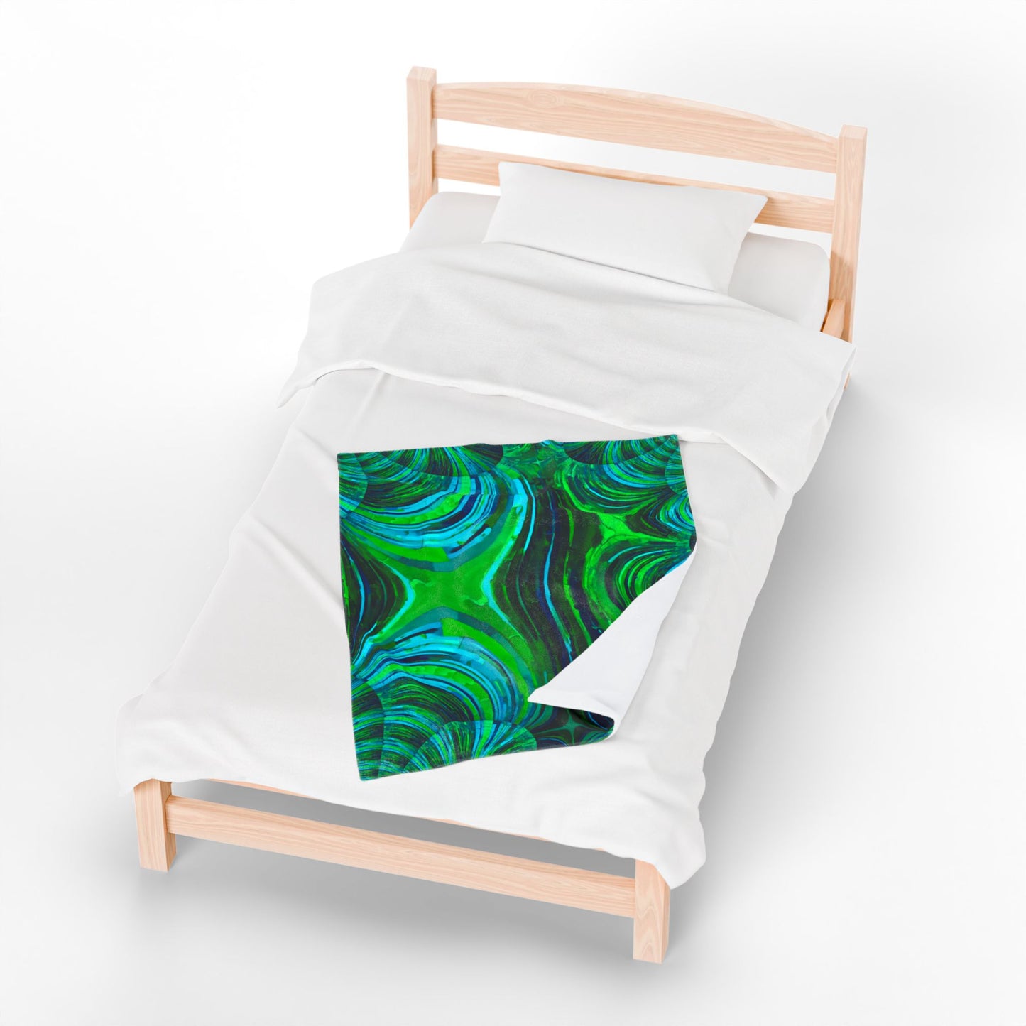 Uzi Spiral Blue Green Velveteen Plush Blanket, 30" x 40"