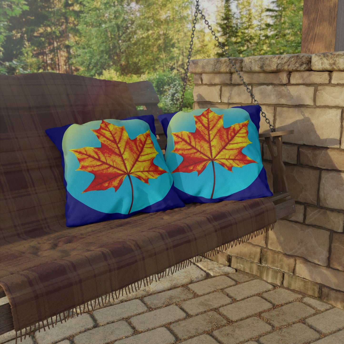 Alpha Maple Leaf 20" x 20" Outdoor Pillow