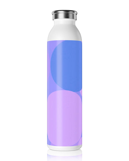 Pastel Purple Family Patches Slim Water Bottle, 20 oz White