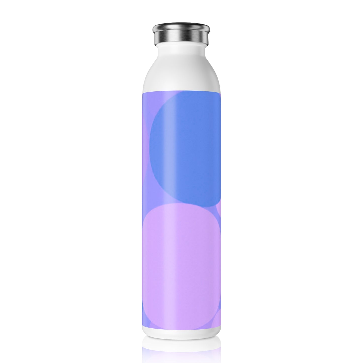 Pastel Purple Family Patches Slim Water Bottle, 20 oz White