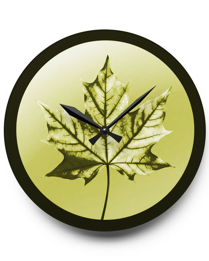 Lemon Maple Leaf Acrylic Wall Clock, Round or Square, 10.75" x 10.75"