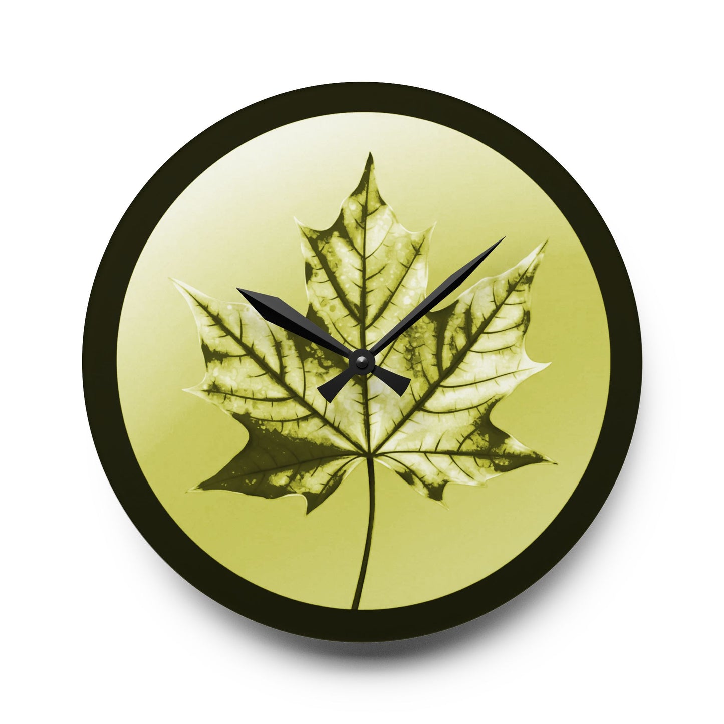 Lemon Maple Leaf Acrylic Wall Clock, Round or Square, 10.75" x 10.75"