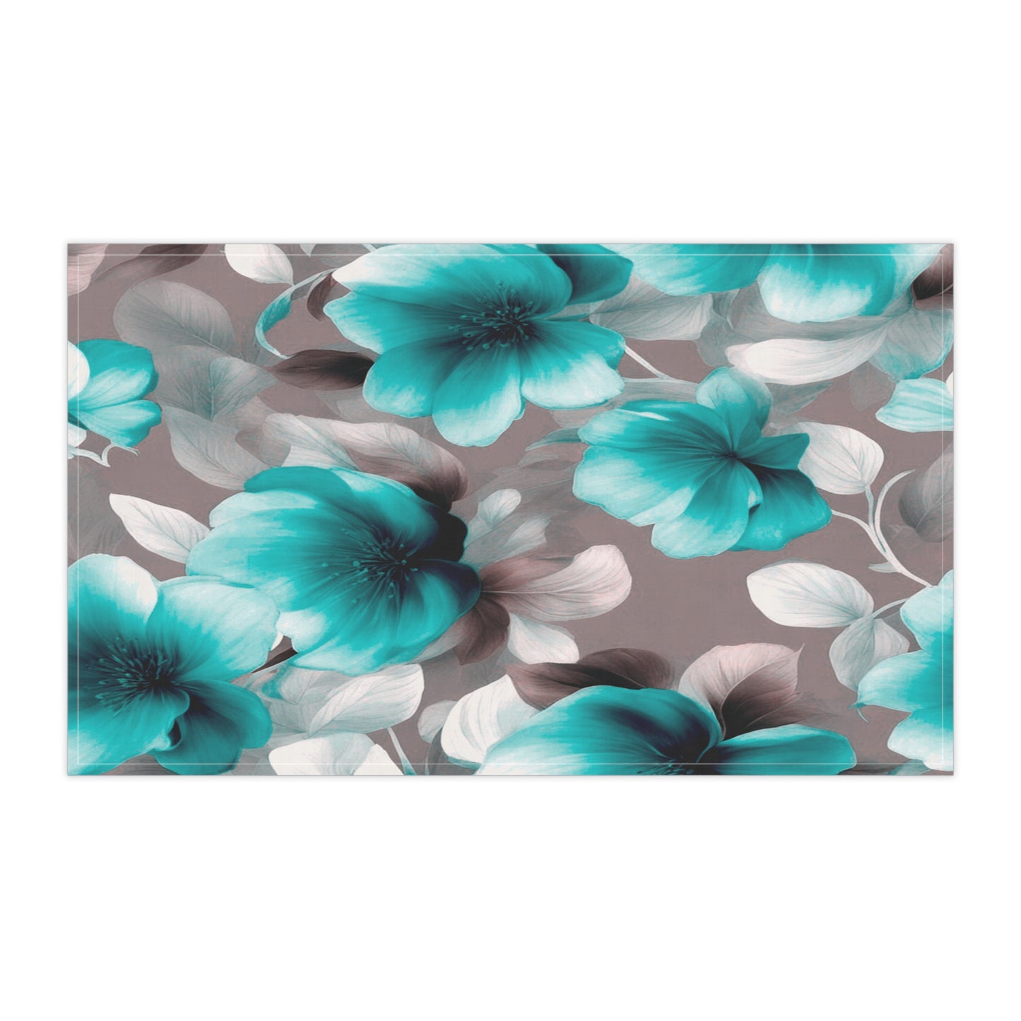 Tif Green Gray Floral Bunch Tea Towels (cotton, poly), 18" x "30