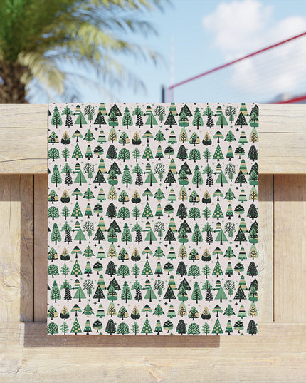 Mini Vintage Green Trees Beach Towel, 18" x 27"