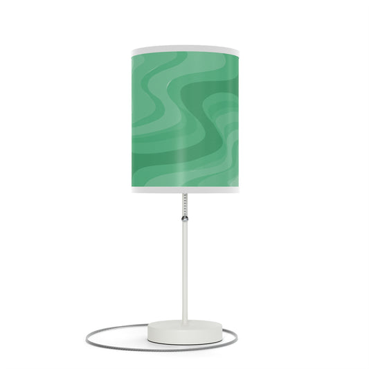 Mint Green Wavey Table Lamp on a White or Silver Stand, US|CA plug