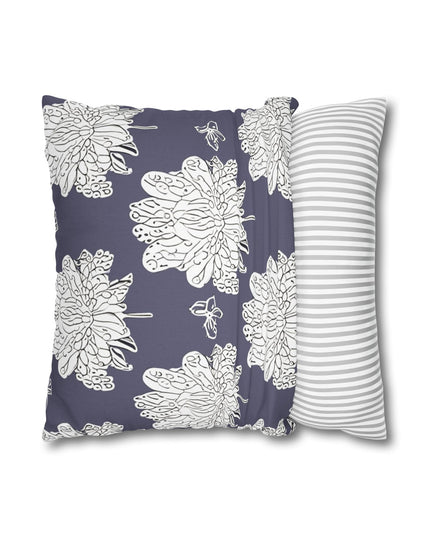 White Floral Butterflies Spun Polyester Square Pillowcase, 14" x 14"