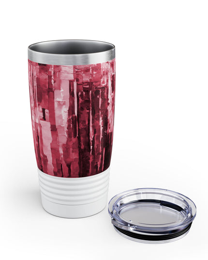Striped Ruby Ringneck Tumbler, 20oz in white