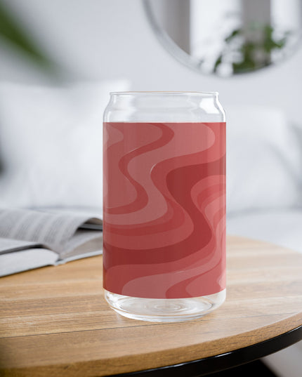 Power Red Wavey Sipper Glass, 16oz