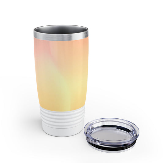 Hot Peach Fade Ringneck Tumbler, 20oz in white, steel and black