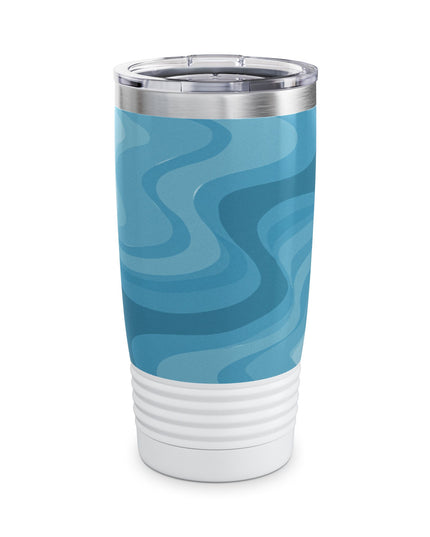Sky Blue Wavey Ringneck Tumbler, 20oz in white