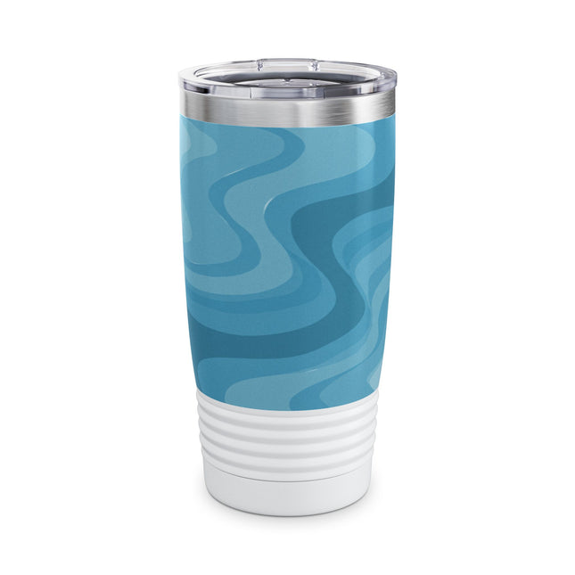 Sky Blue Wavey Ringneck Tumbler, 20oz in white